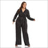 Plus Size Plaid V-neck Long Sleeve Lace-up Jumpsuits