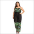 Plus Size Print Sling Wide-legged Jumpsuits
