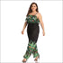 Plus Size Print Sling Wide-legged Jumpsuits