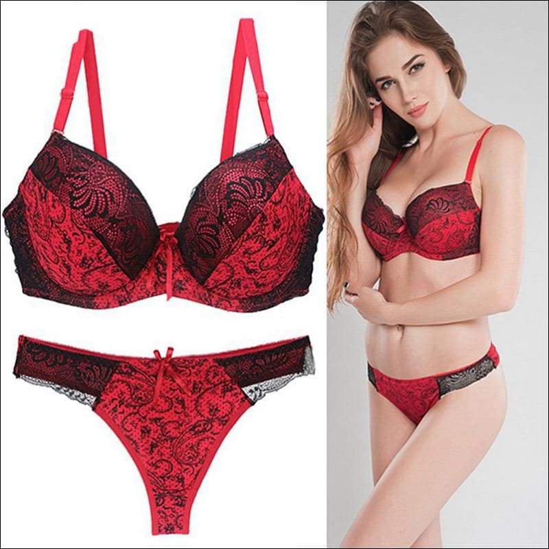 Plus Size Sexy Bridal Bra And Panty Lace Floral Printed Set 