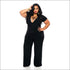 Plus Size Solid Color Short-sleeve Hollow Jumpsuits