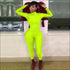Plus Size Solid Color Zipper Stand-collar Slim Jumpsuits