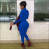Plus Size Solid Color Zipper Stand-collar Slim Jumpsuits