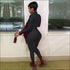 Plus Size Solid Color Zipper Stand-collar Slim Jumpsuits