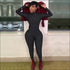 Plus Size Solid Color Zipper Stand-collar Slim Jumpsuits