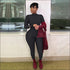 Plus Size Solid Color Zipper Stand-collar Slim Jumpsuits