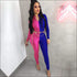 Plus Size Stand-collar Stitching Slim Jumpsuits