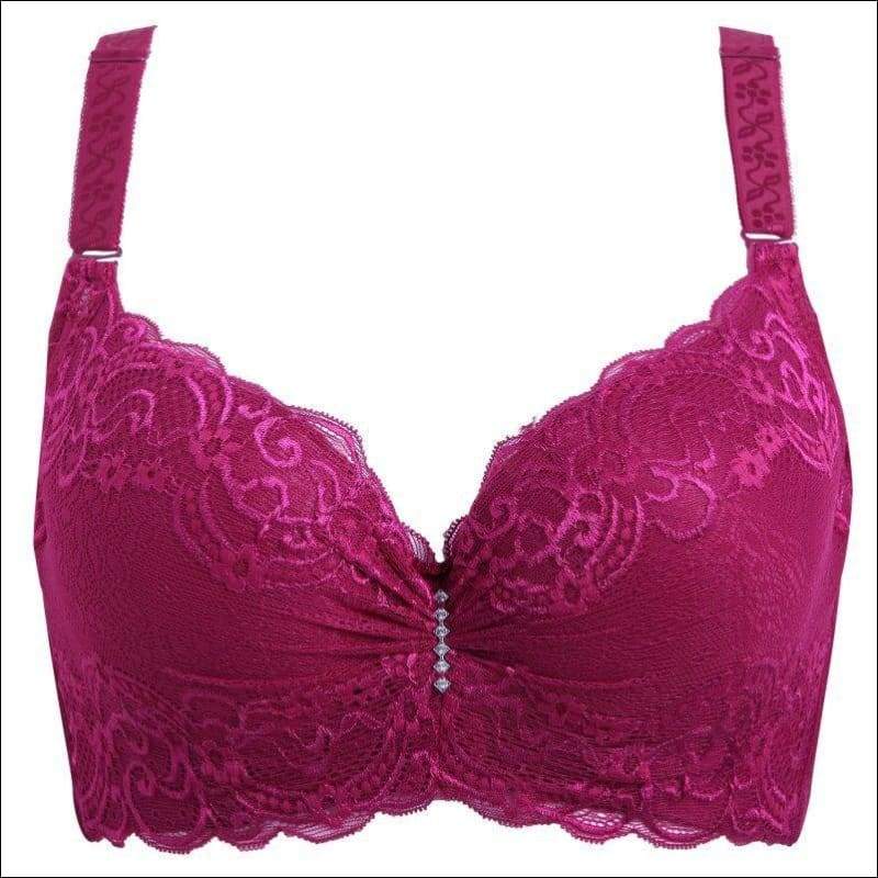 Plus Size Underwire Lace Push Up Bra - 80C / Russet - 