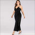 Plus Size V-neck Button Design Backless Sling Jumpsuits