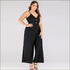 Plus Size V-neck Button Design Backless Sling Jumpsuits