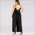 Plus Size V-neck Button Design Backless Sling Jumpsuits