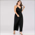 Plus Size V-neck Button Design Backless Sling Jumpsuits