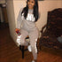 Plus Size Women Letter Print Long-sleeve Top And Pants Casual Two-piece Sets