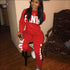 Plus Size Women Letter Print Long-sleeve Top And Pants Casual Two-piece Sets