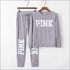 Plus Size Women Letter Print Long-sleeve Top And Pants Casual Two-piece Sets