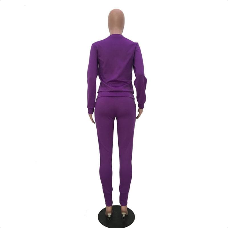 Plus Size Women Letter Print Long-sleeve Top And Pants 