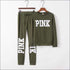 Plus Size Women Letter Print Long-sleeve Top And Pants Casual Two-piece Sets
