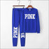 Plus Size Women Letter Print Long-sleeve Top And Pants Casual Two-piece Sets