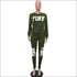 Plus Size Women Letter Print Long-sleeve Top And Pants Casual Two-piece Sets