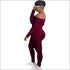 Plus Size Women Off-the-Shoulder Crop Top And Skinny Pants Sports Two-piece Set
