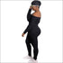 Plus Size Women Off-the-Shoulder Crop Top And Skinny Pants Sports Two-piece Set