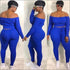 Plus Size Women Off-the-Shoulder Crop Top And Skinny Pants Sports Two-piece Set
