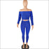 Plus Size Women Off-the-Shoulder Crop Top And Skinny Pants Sports Two-piece Set