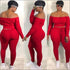 Plus Size Women Off-the-Shoulder Crop Top And Skinny Pants Sports Two-piece Set