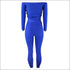 Plus Size Women Off-the-Shoulder Crop Top And Skinny Pants Sports Two-piece Set