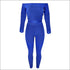 Plus Size Women Off-the-Shoulder Crop Top And Skinny Pants Sports Two-piece Set