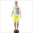Plus Size Women Round Collar Print Top And Skinny Shorts