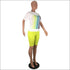 Plus Size Women Round Collar Print Top And Skinny Shorts