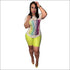 Plus Size Women Round Collar Print Top And Skinny Shorts