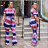 Plus Size Women Round Collar Print Top And Wide Leg Trousers Two-piece Set