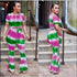 Plus Size Women Round Collar Print Top And Wide Leg Trousers Two-piece Set