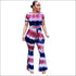 Plus Size Women Round Collar Print Top And Wide Leg Trousers Two-piece Set