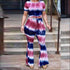 Plus Size Women Round Collar Print Top And Wide Leg Trousers Two-piece Set