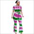Plus Size Women Round Collar Print Top And Wide Leg Trousers Two-piece Set