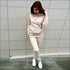 Plus Size Women Solid Color Drawstring Long Sleeve Pocket Design Hoodie And Pants