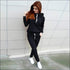 Plus Size Women Solid Color Drawstring Long Sleeve Pocket Design Hoodie And Pants