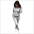 Plus Size Women Solid Color Drawstring Long Sleeve Pocket Design Hoodie And Pants