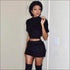 Plush Short-sleeve Crop Tops Mini Dress Set