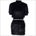 Plush Short-sleeve Crop Tops Mini Dress Set