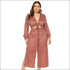 Polka Dot Printed Lace-up Top And Side Split Seven Pants Two-piece Set