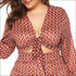 Polka Dot Printed Lace-up Top And Side Split Seven Pants Two-piece Set