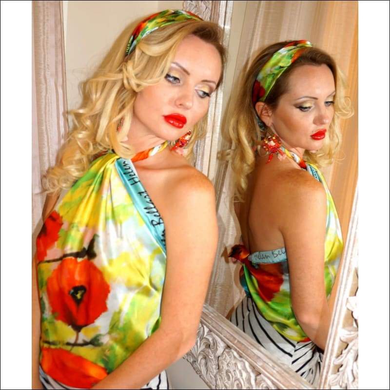 Poppies silk scarf 110x110 cm - Silk Scarves