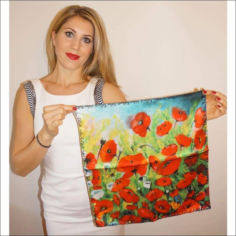 Poppies silk scarf 45x45 cm - Silk Scarves