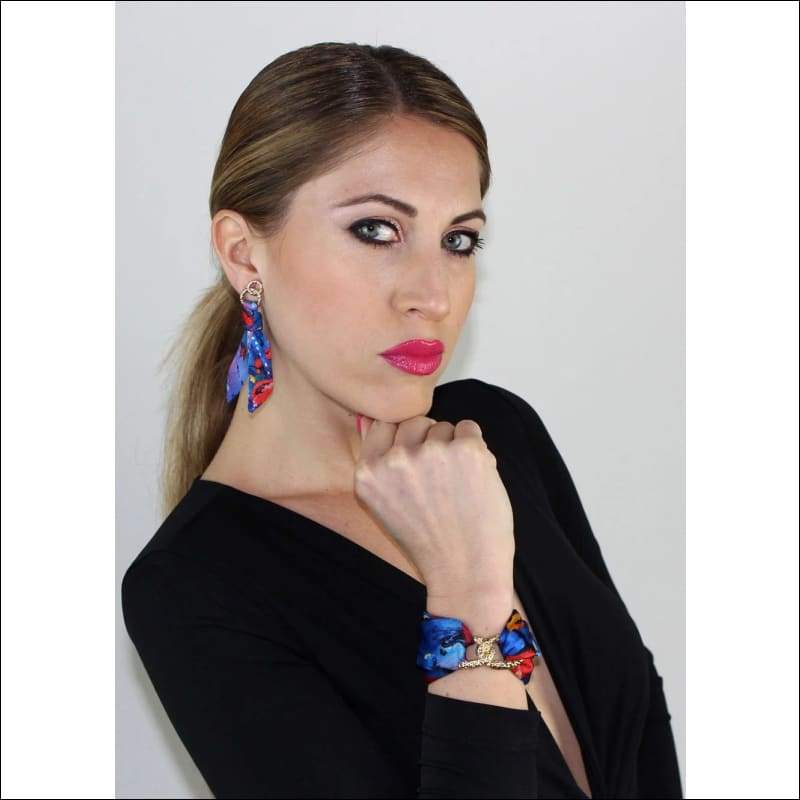 Poppy silk tie earring & bracelet set - Earrings