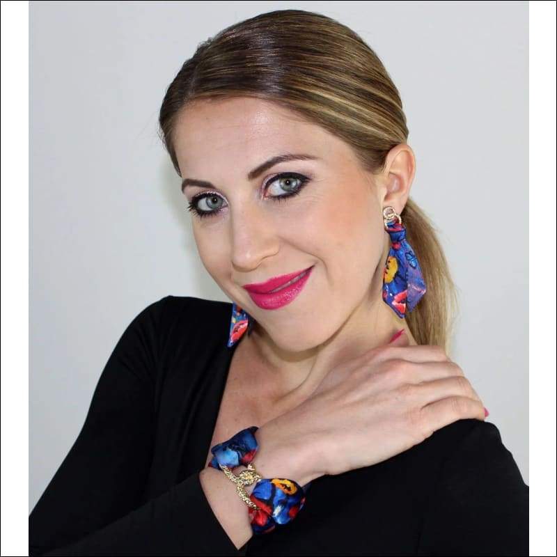Poppy silk tie earring & bracelet set - Set & Combination