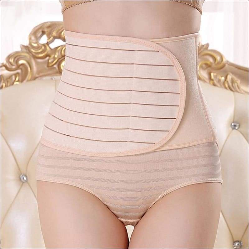 Postpartum Compression Solid Color Belly Wrap - F / Khaki - 